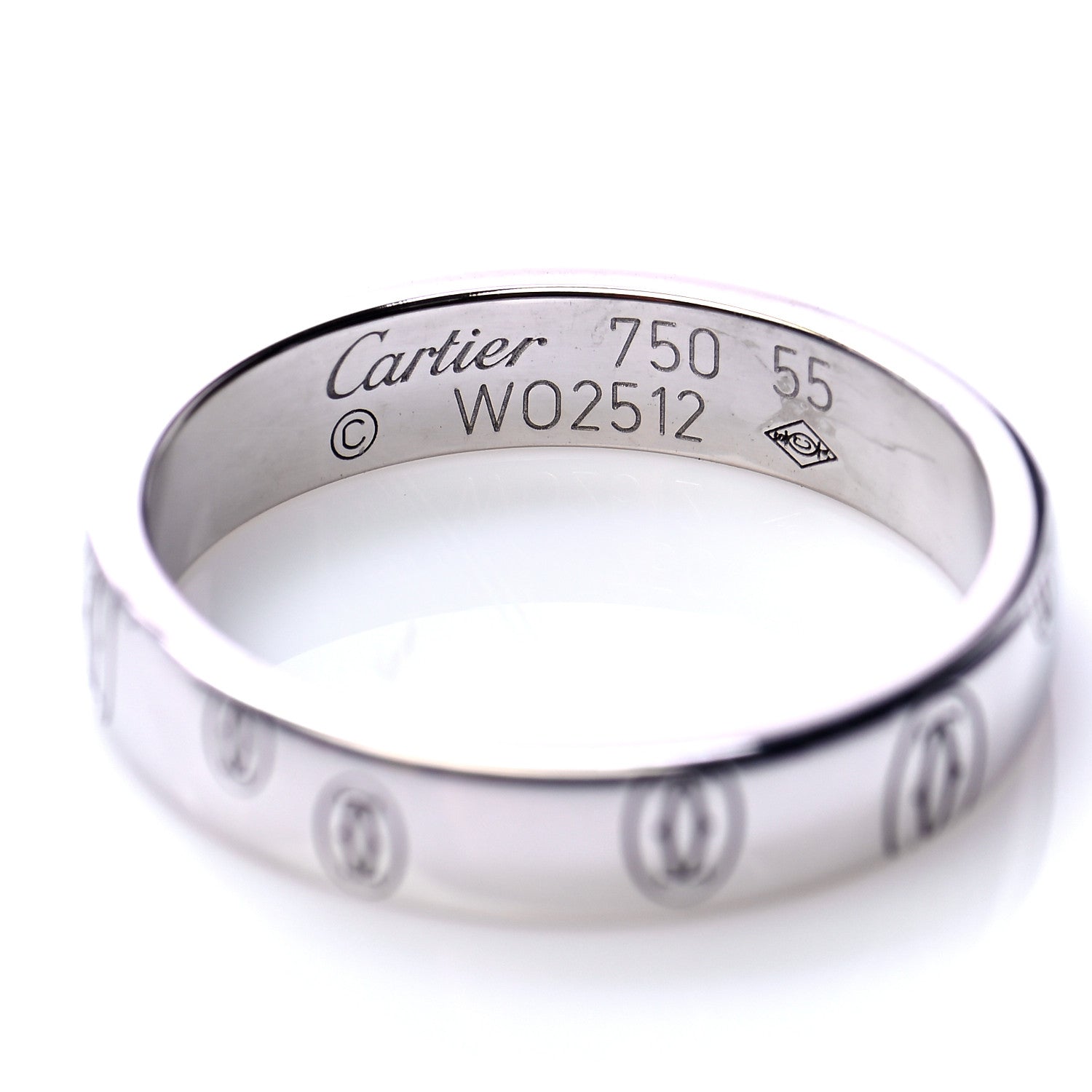 Cartier 18K White Gold 4mm Happy Birthday Band Ring 55 7.25 5 of 5