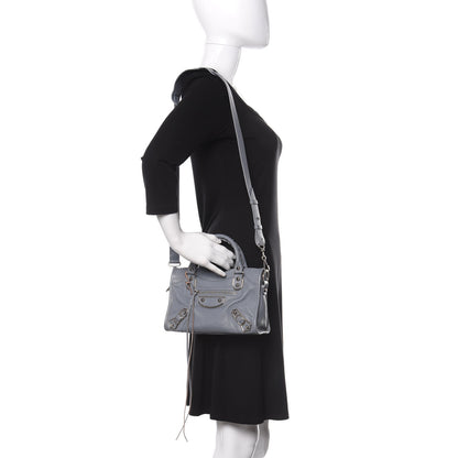 Balenciaga Chevre Silver Metallic Edge Hardware Mini City Bleu Acier 2 of 9