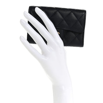 Chanel Caviar Quilted Flap Card Holder Wallet Navy Blue 2 of 9