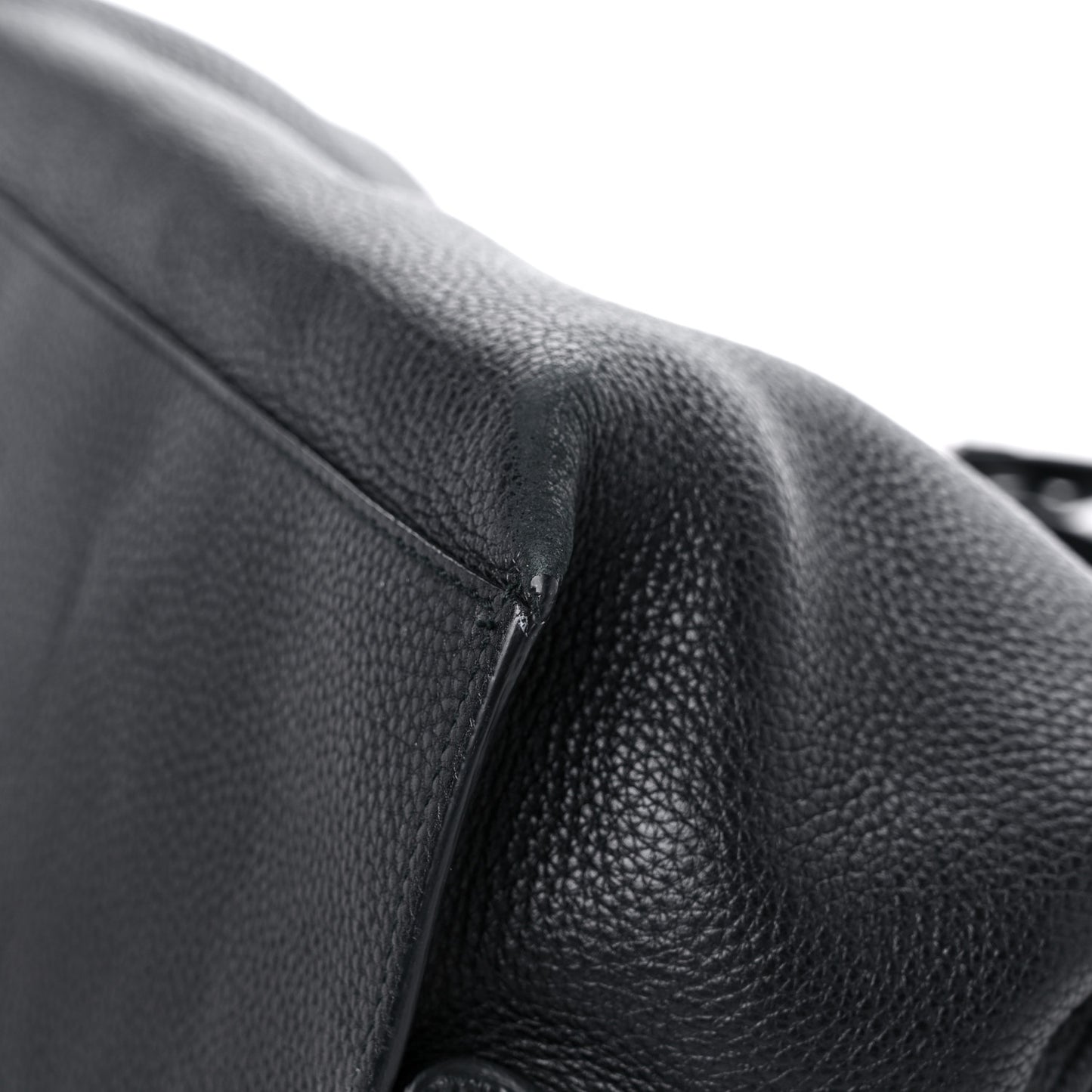 Pebbled Calfskin Large Bamboo Daily Top Handle Bag Black