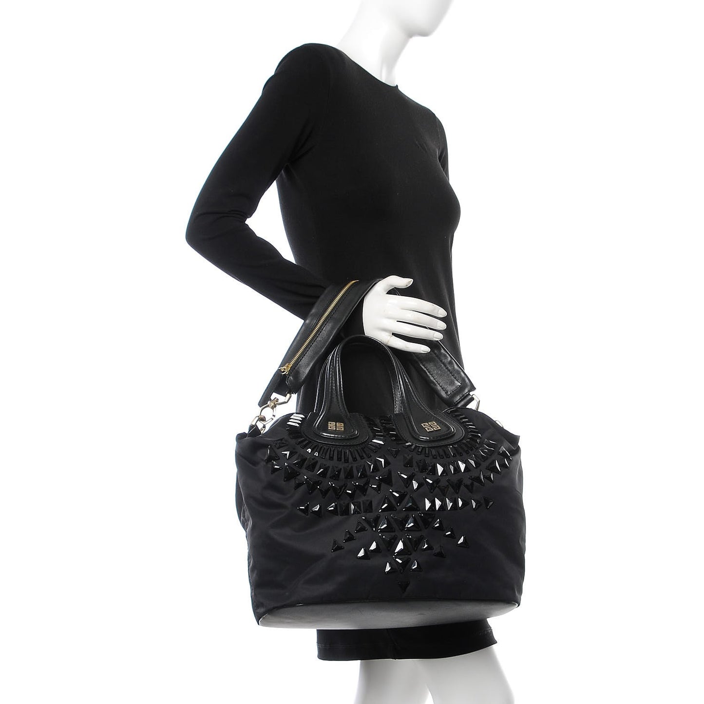 Nylon Studded Medium Nightingale Bag Black