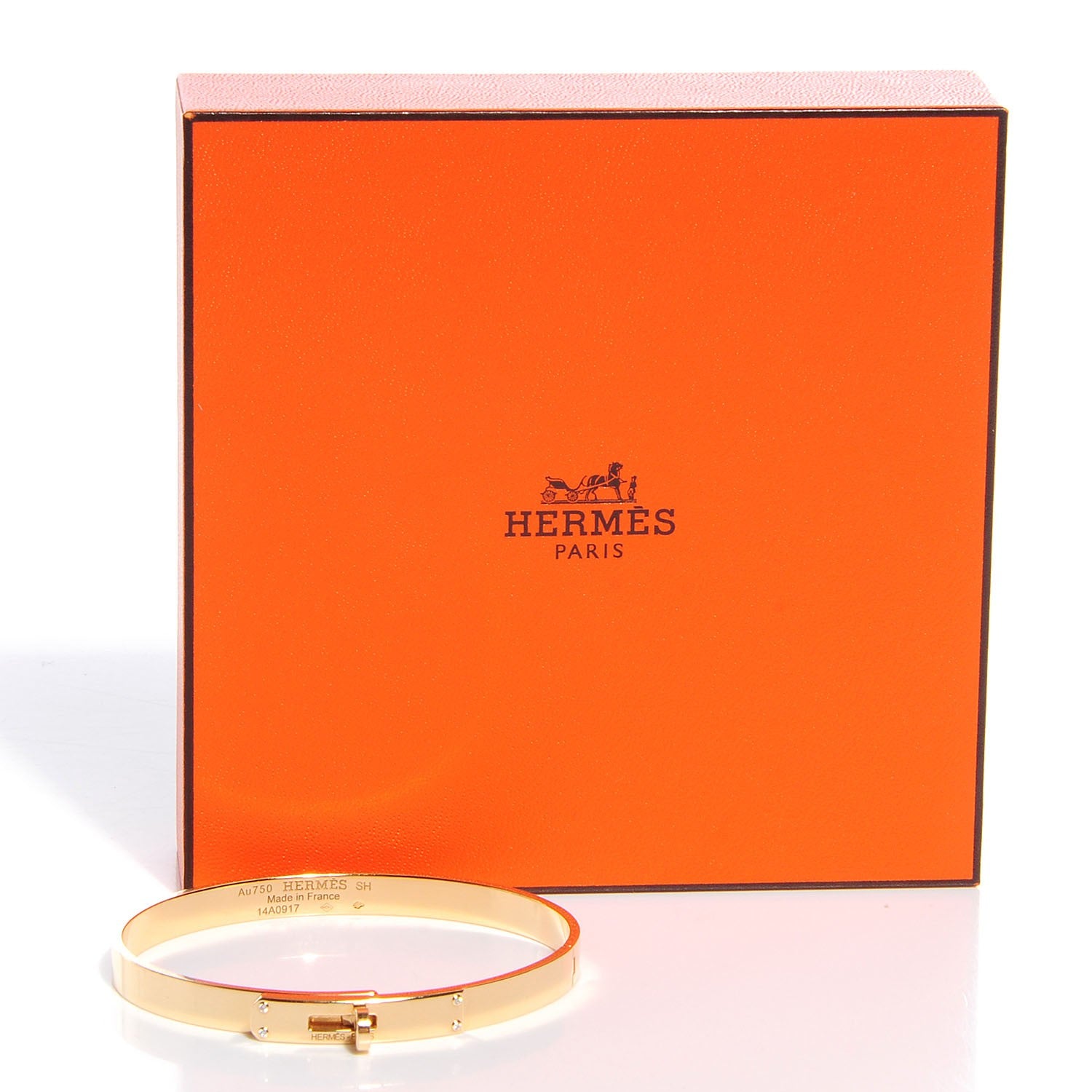 Hermes 18k Yellow Gold Diamond Kelly PM Bangle Small 5 of 5
