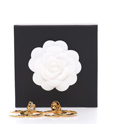 Chanel Metal Large Paris Button Clip On Earrings Gold 5 of 5