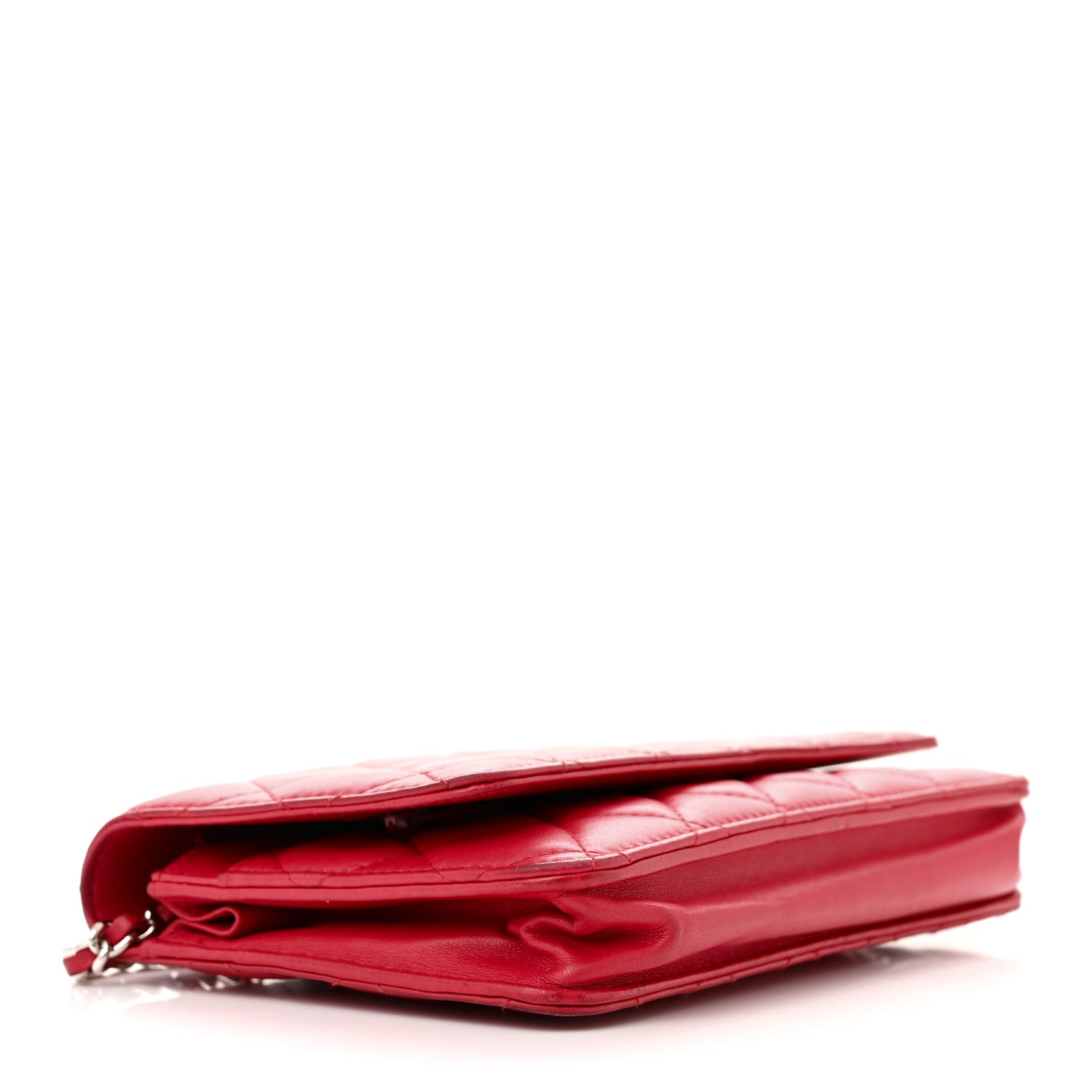 Chanel Lambskin Quilted Wallet On Chain WOC Red 3 of 18