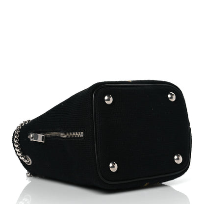 Saint Laurent Woven Wool Embroidered Baby Emmanuelle Bucket Bag Black 3 of 9