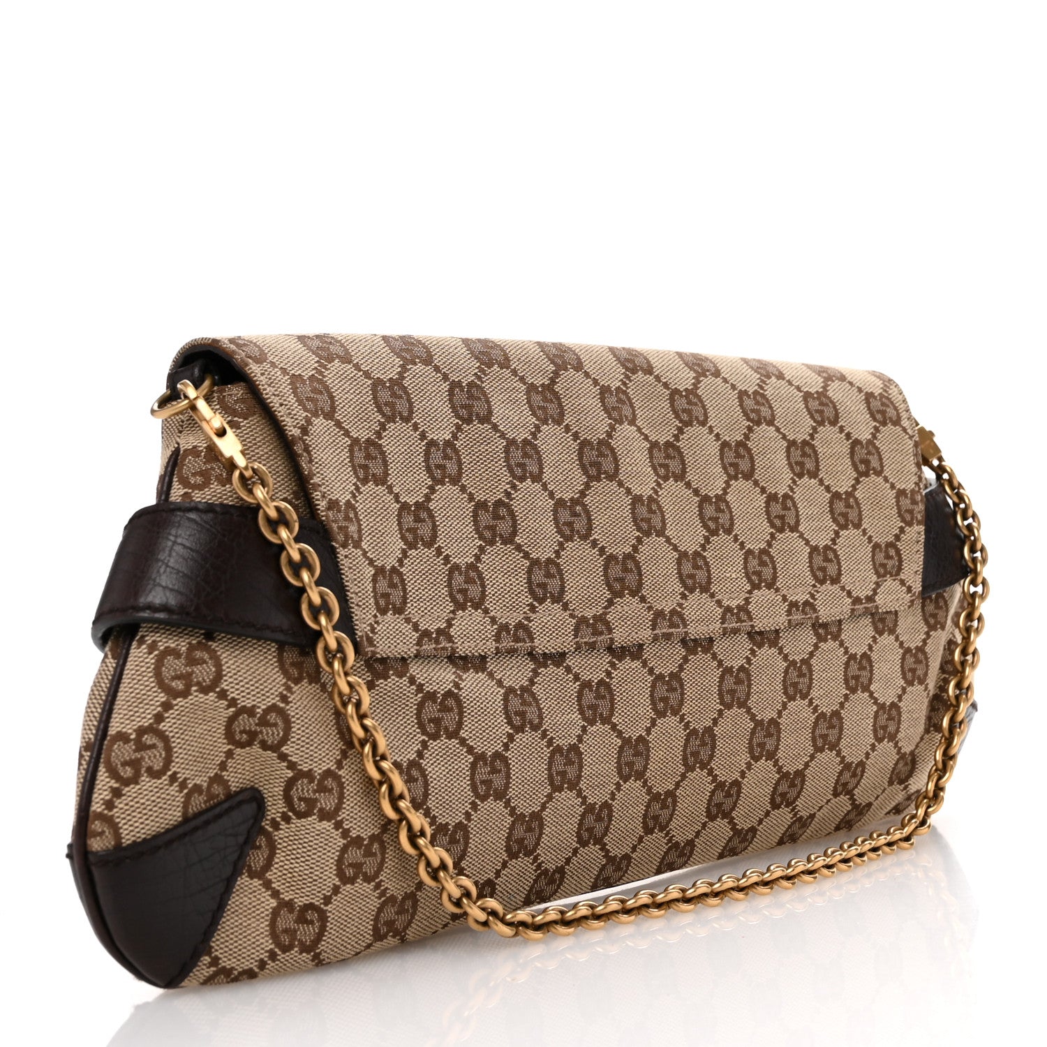 Gucci Monogram Horsebit Clutch Dark Brown 3 of 11