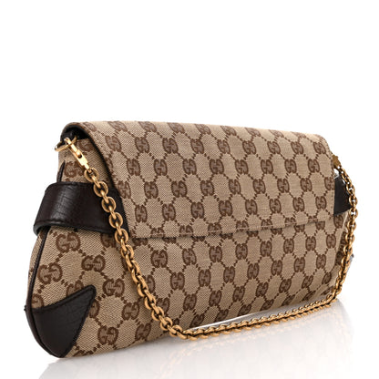 Gucci Monogram Horsebit Clutch Dark Brown 3 of 11