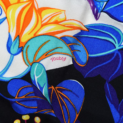 Hermes Cashmere Silk Flamingo Party Shawl 140 Rouge Vif Blanc Bleu 5 of 5