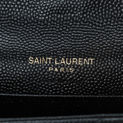 Saint Laurent Grain De Poudre Matelasse Chevron Small Monogram Envelope Wallet Black 6 of 9