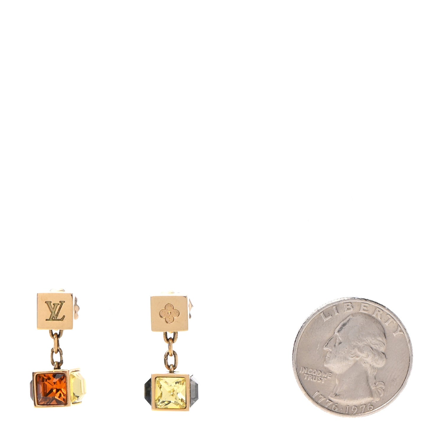 Louis Vuitton Swarovski Gamble Earrings Gold Multicolor 2 of 4