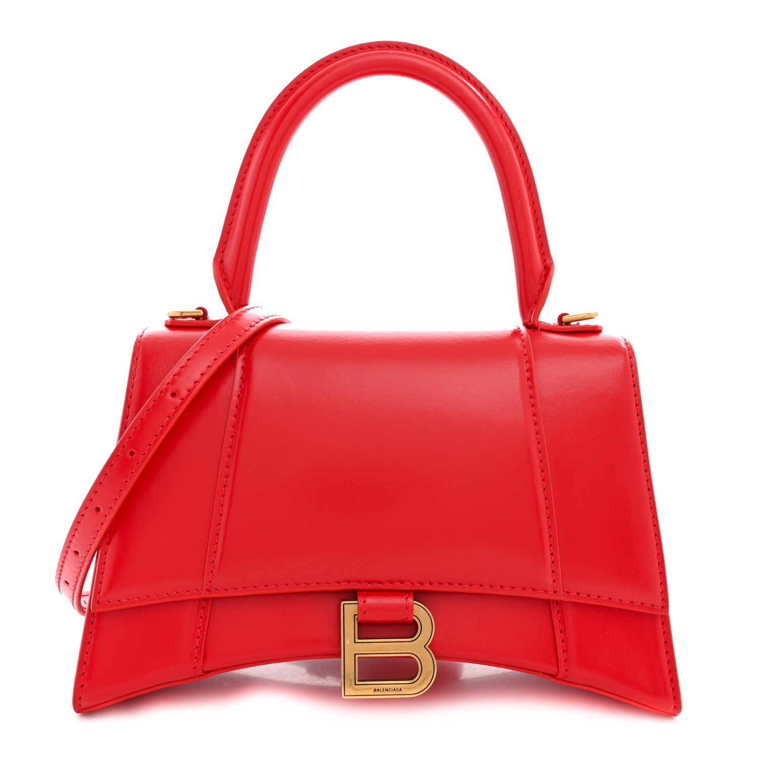 Balenciaga Shiny Box Calfskin Small Hourglass Top Handle Bag Bright Red 1 of 11