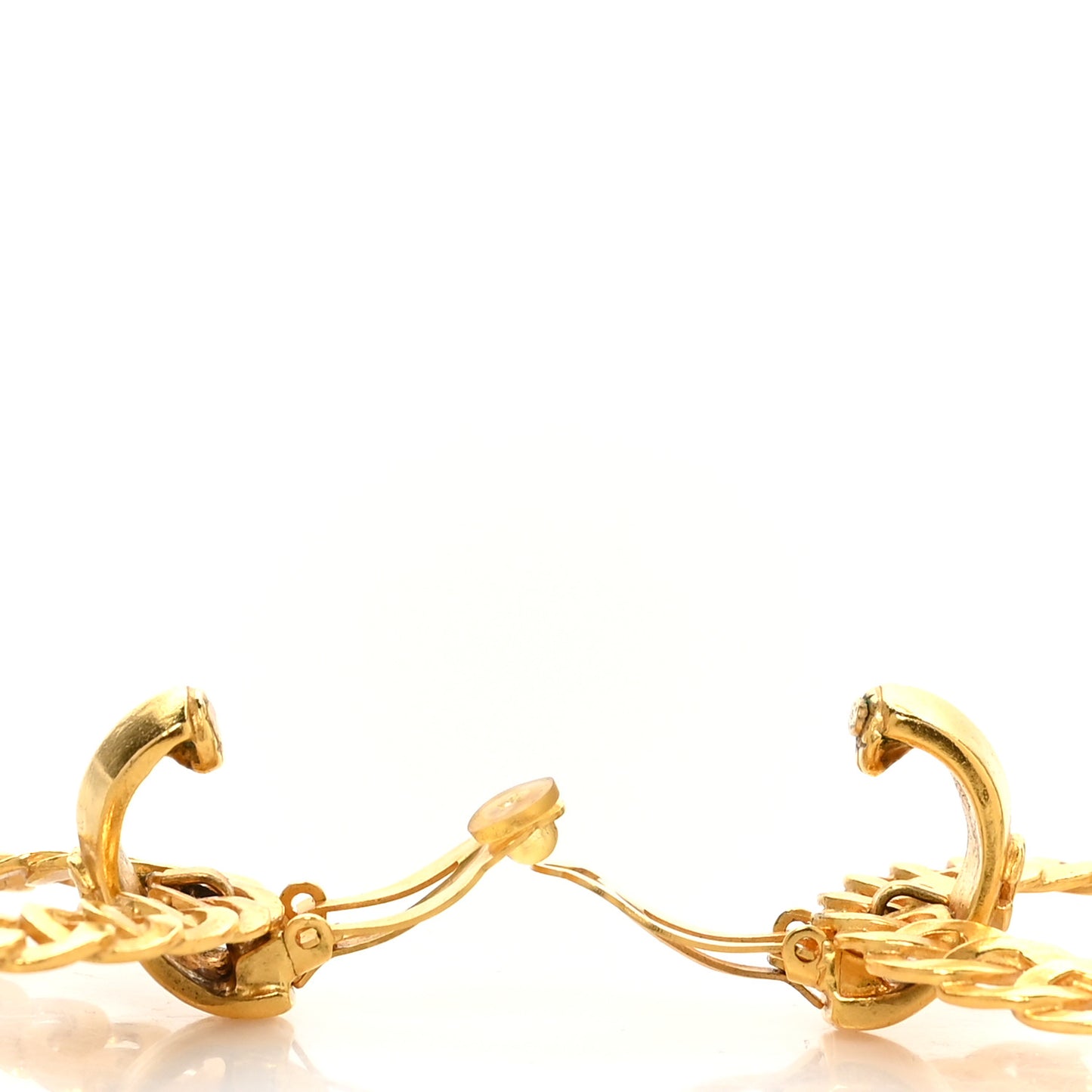 Metal CC Hoop Clip On Earrings Gold