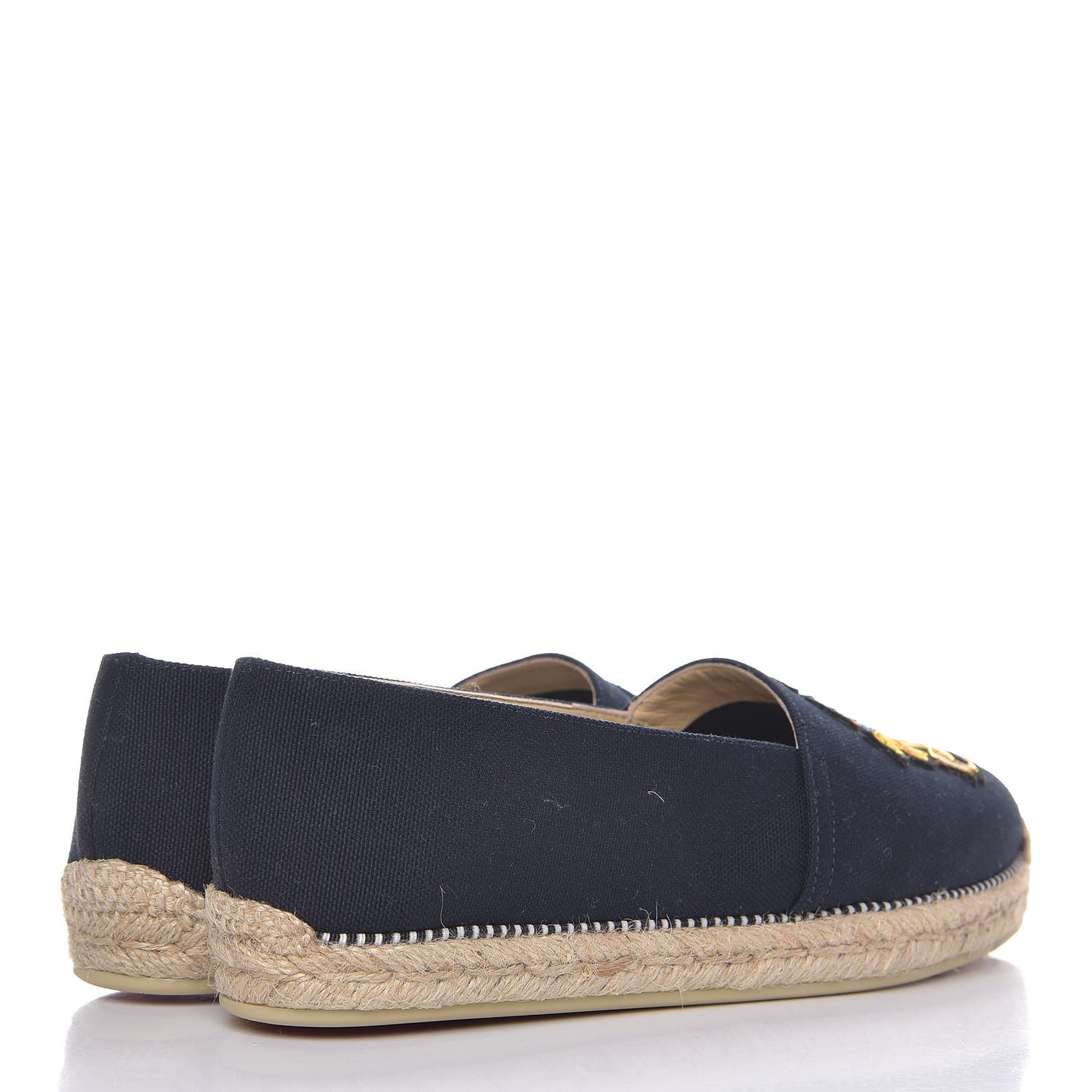 CHRISTIAN LOUBOUTIN Canvas Lougalia Appliquéd Cario Loubi Flat Espadrilles 38 Version Blue