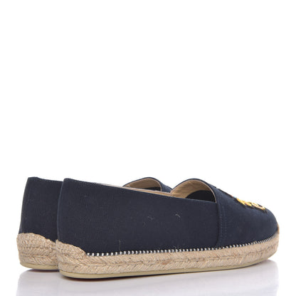 Christian Louboutin CHRISTIAN LOUBOUTIN Canvas Lougalia Appliquéd Cario Loubi Flat Espadrilles 38 Version Blue 4 of 10