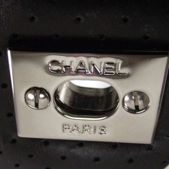 Chanel Aged Calfskin Perforated Flap Black 10 of 11