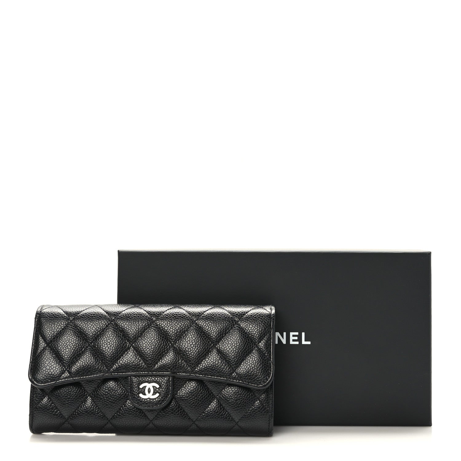 Chanel Caviar Quilted Large Gusset Flap Wallet Black 9 of 9