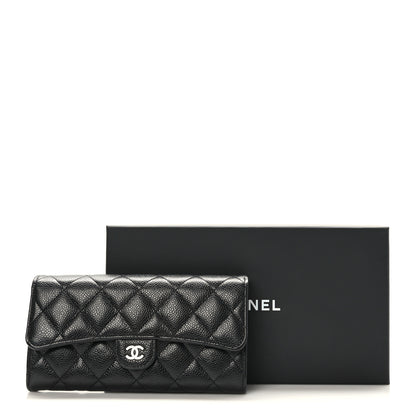 Chanel Caviar Quilted Large Gusset Flap Wallet Black 9 of 9