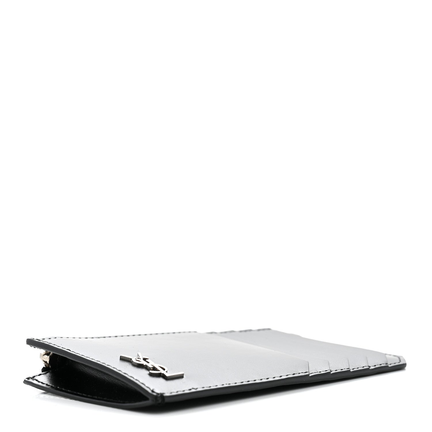 Saint Laurent Grained Calfskin Monogram 5 Fragments Zip Pouch Card Holder Black 4 of 8