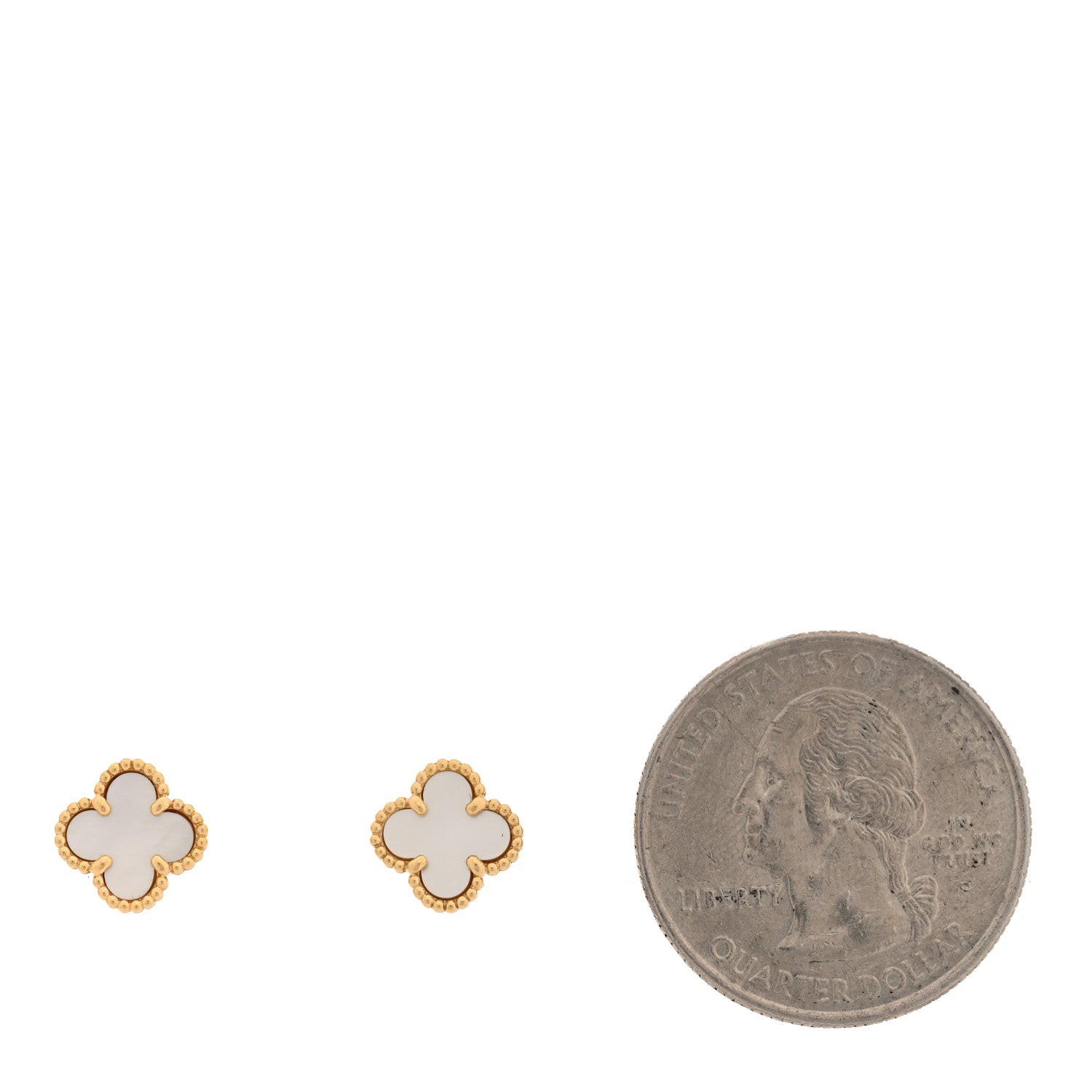 Van Cleef & Arpels 18K Yellow Gold Mother of Pearl Sweet Alhambra Earrings 2 of 4