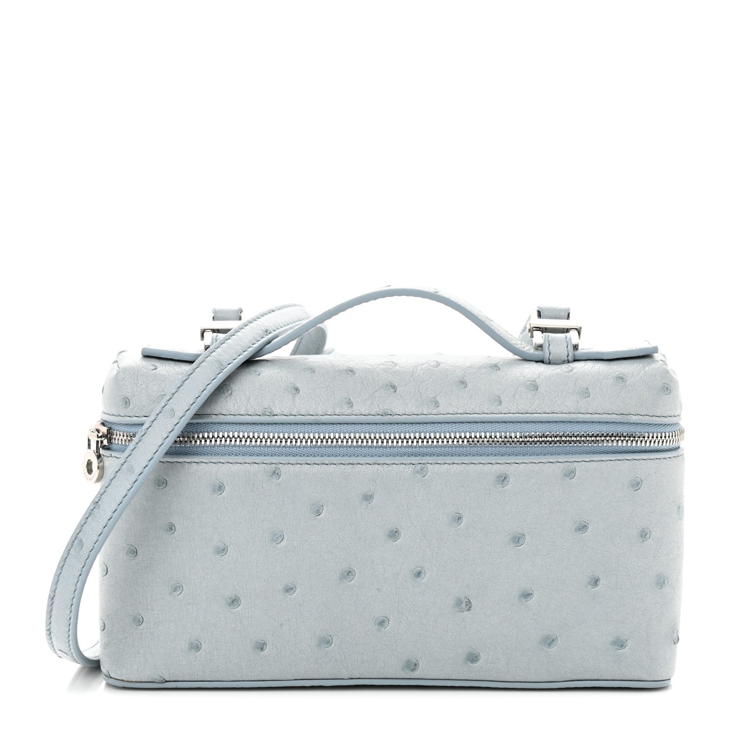 ユノ Loro Piana Ostrich L19 Extra Pocket Pouch Blue Celadon 1511687