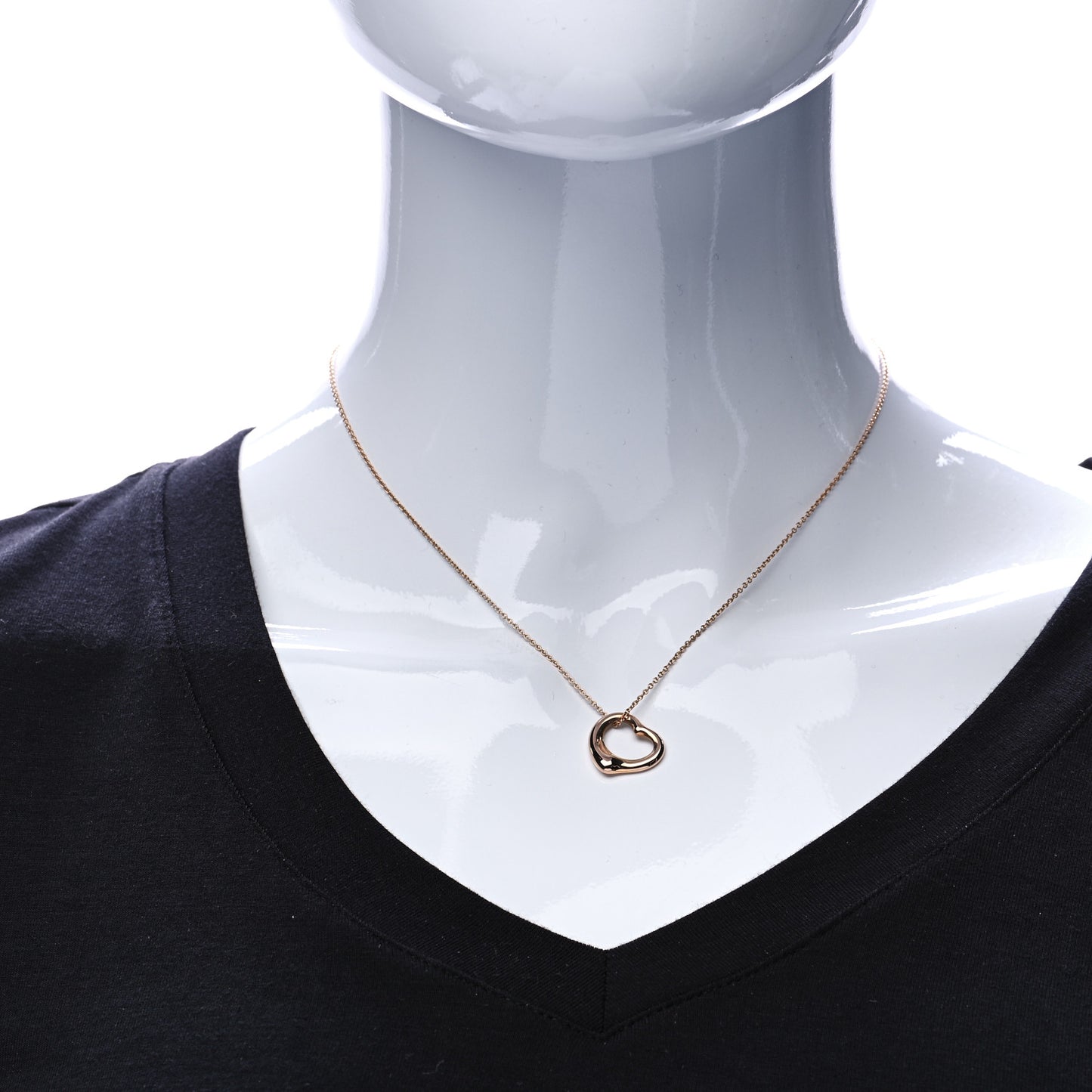 18K Rose Gold 16mm Elsa Peretti Open Heart Pendant Necklace