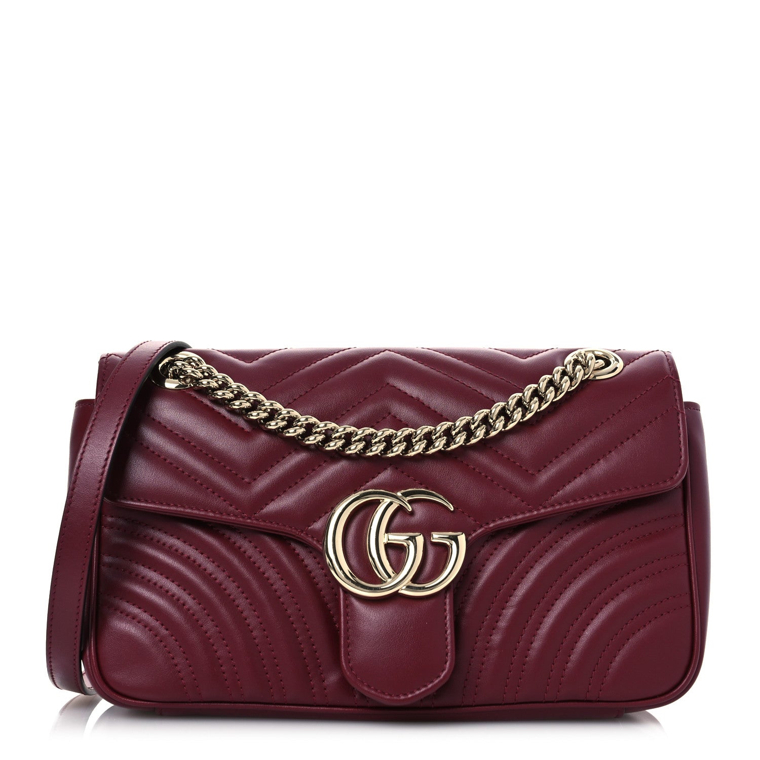 Gucci Calfskin Matelasse Small GG Marmont Shoulder Bag Rosso Ancora Red 1 of 11