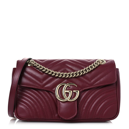 Gucci Calfskin Matelasse Small GG Marmont Shoulder Bag Rosso Ancora Red 1 of 11
