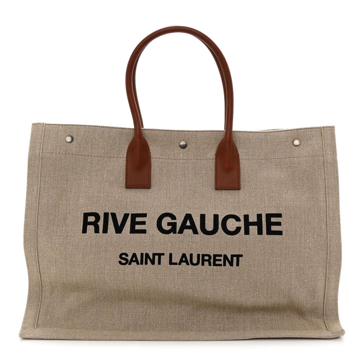 Linen Calfskin Rive Gauche Tote Brown