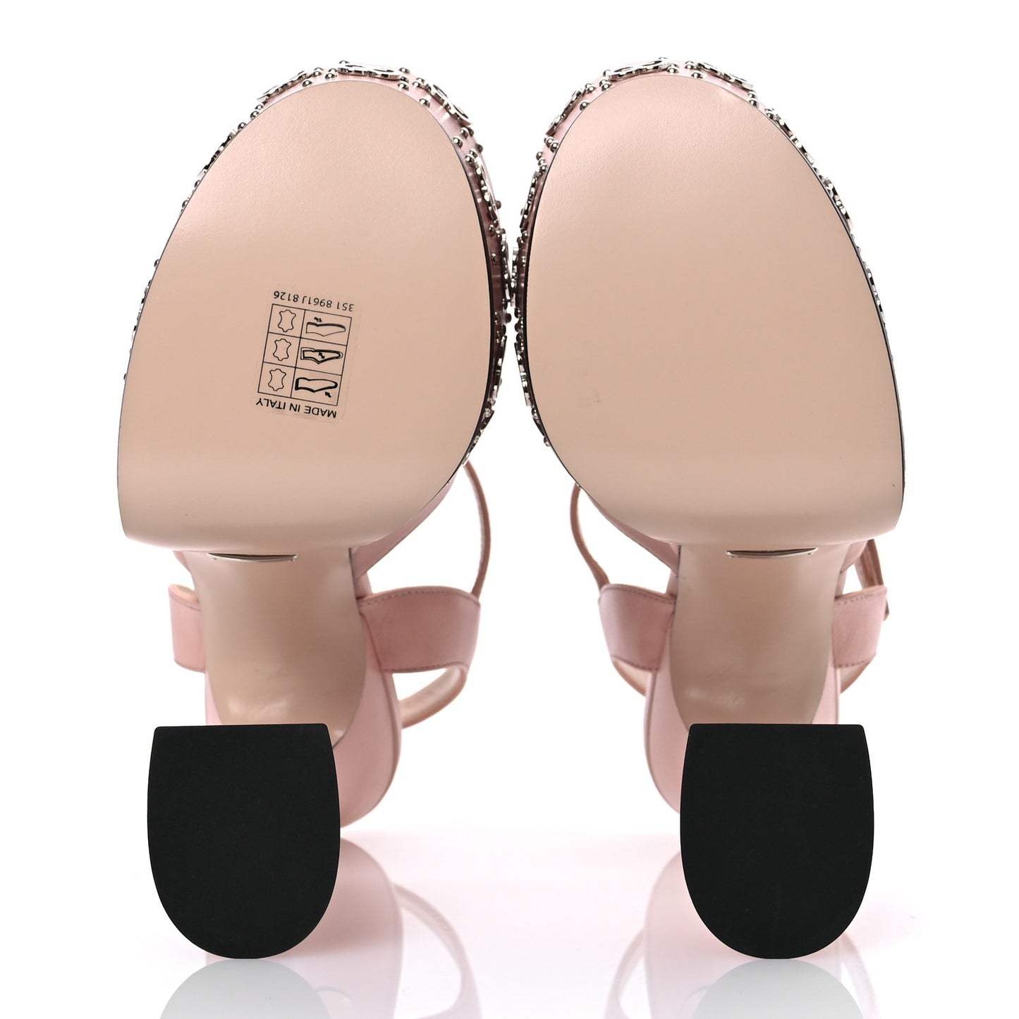 Malaga Kid Interlocking G Studs 155mm Platform Sandals 35 Perfect Pink