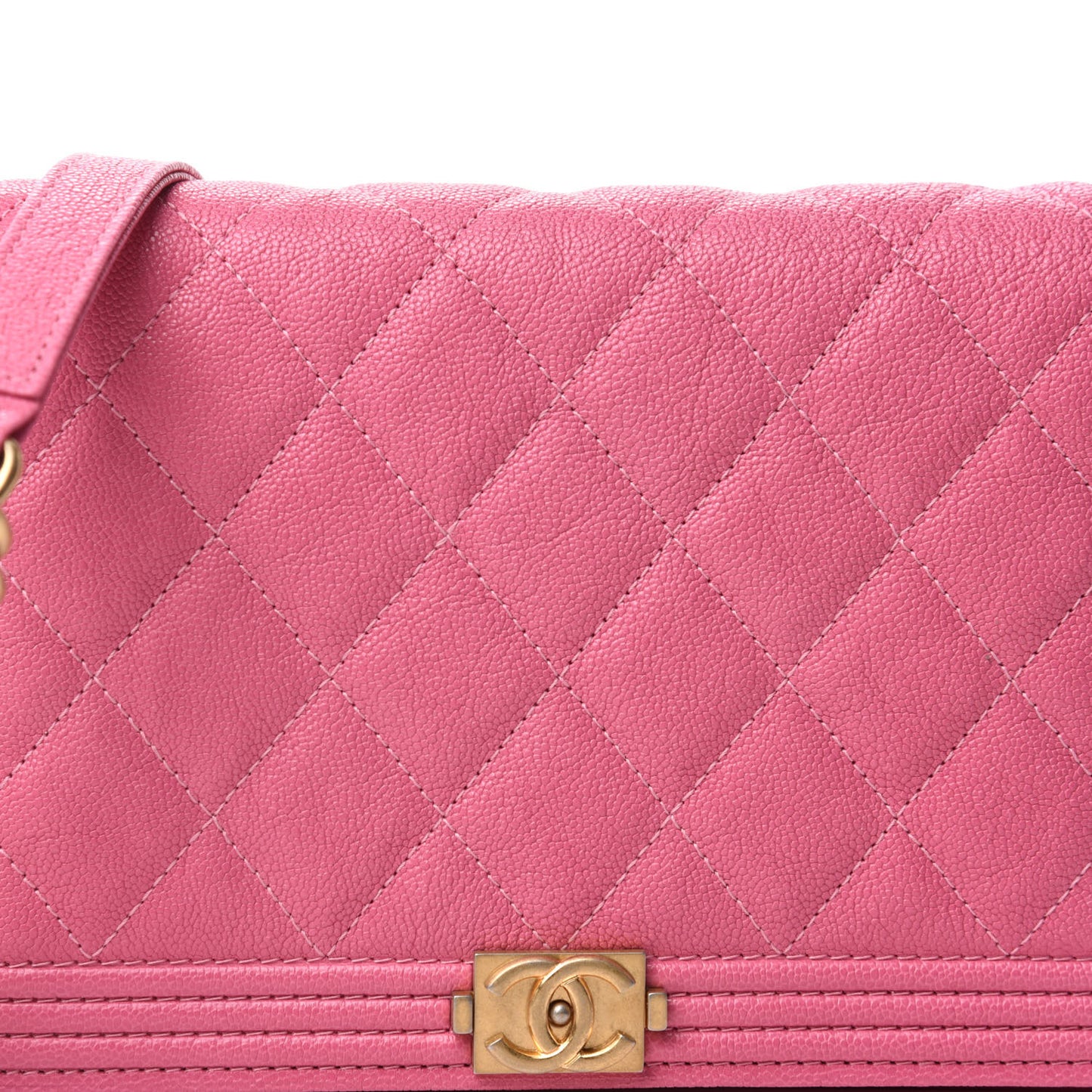 Caviar Quilted Boy Wallet On Chain WOC Pink