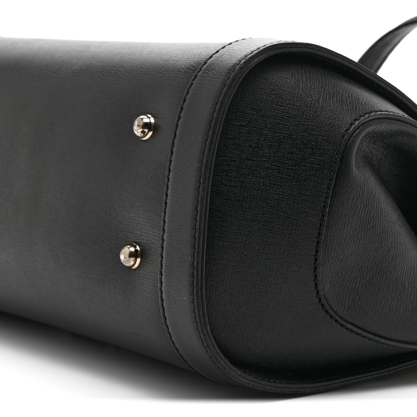 Calfskin Bamboo Bullet Top Handle Bag Black