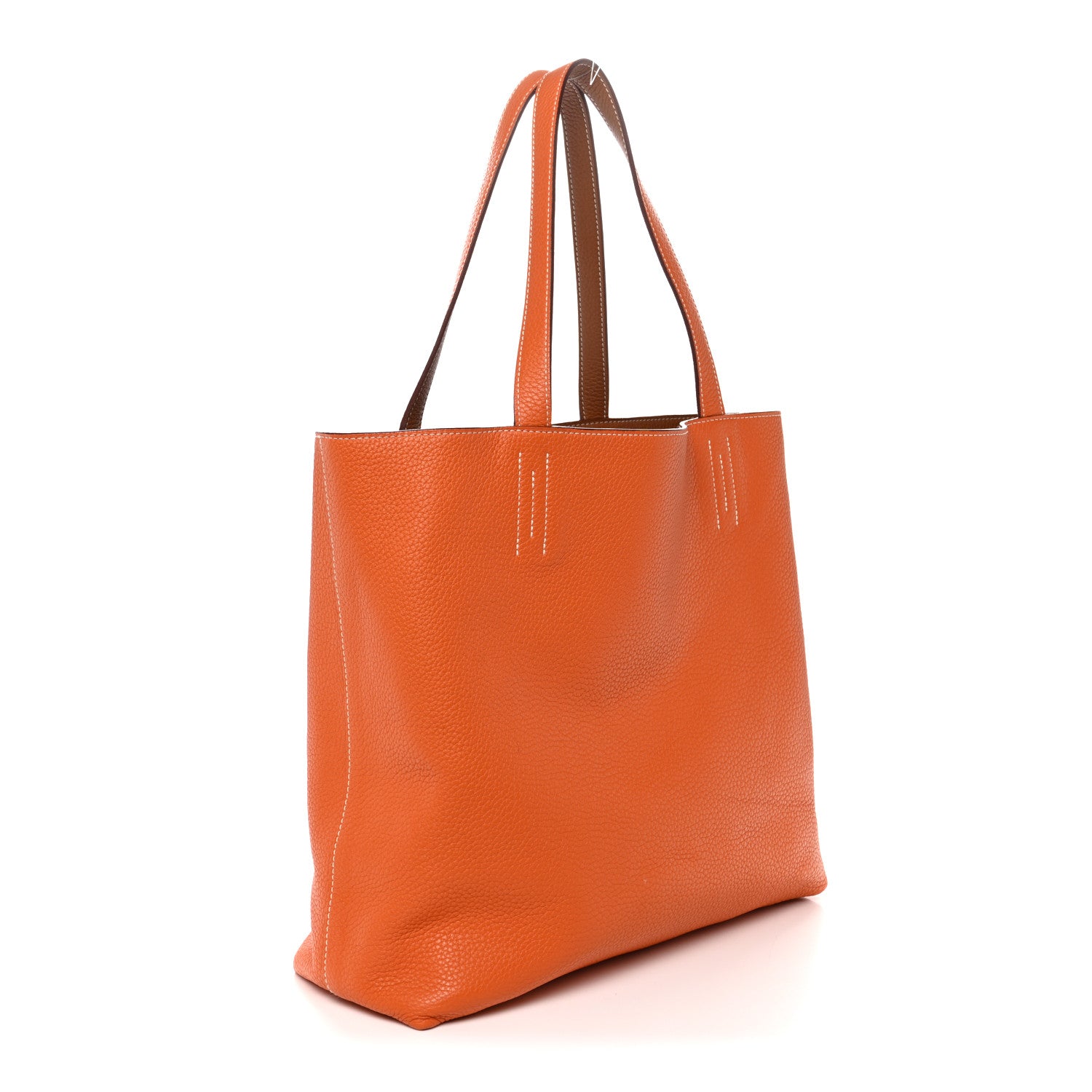 Hermes Taurillon Clemence Double Sens 45 Reversible Tote Orange Gold 5 of 17
