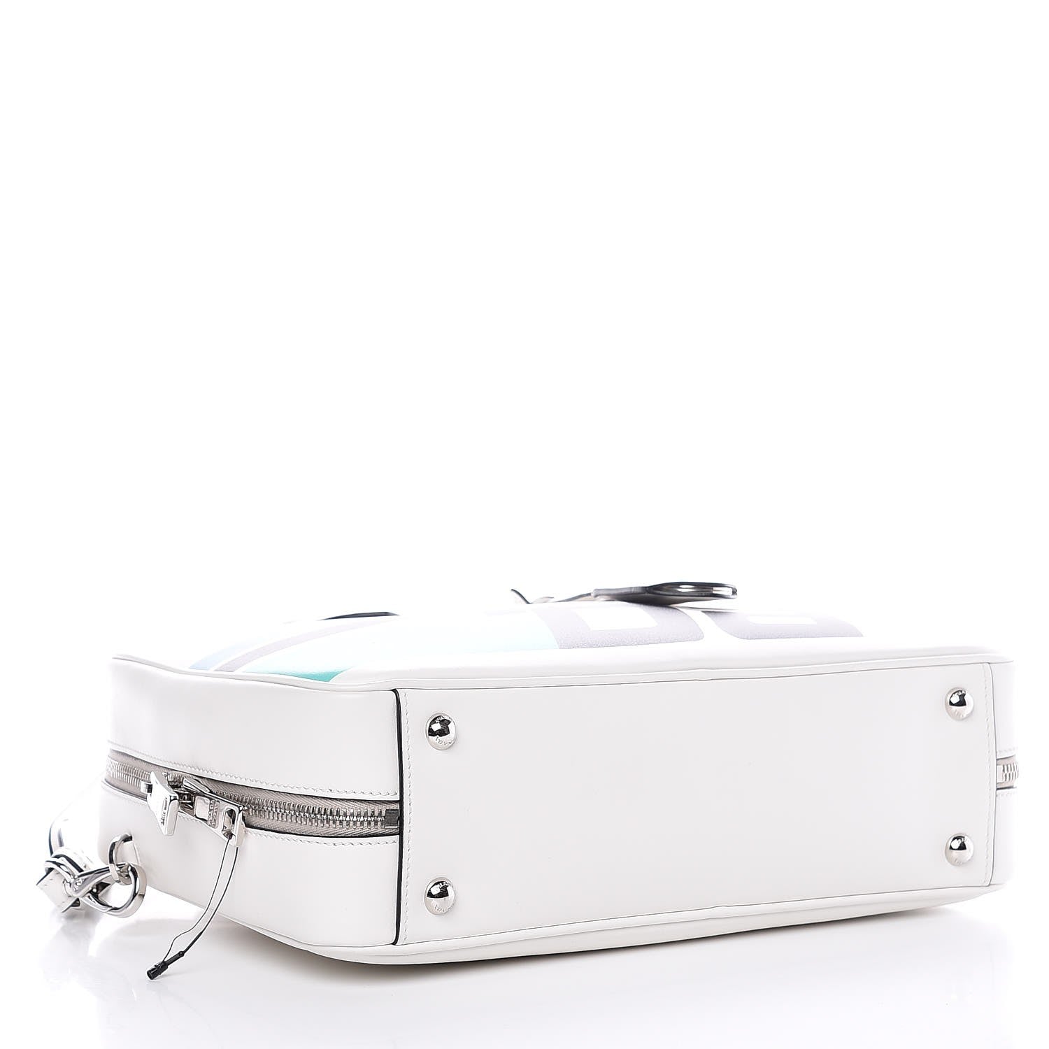 Prada City Calfskin Racing Logo Bowler White Black 5 of 9