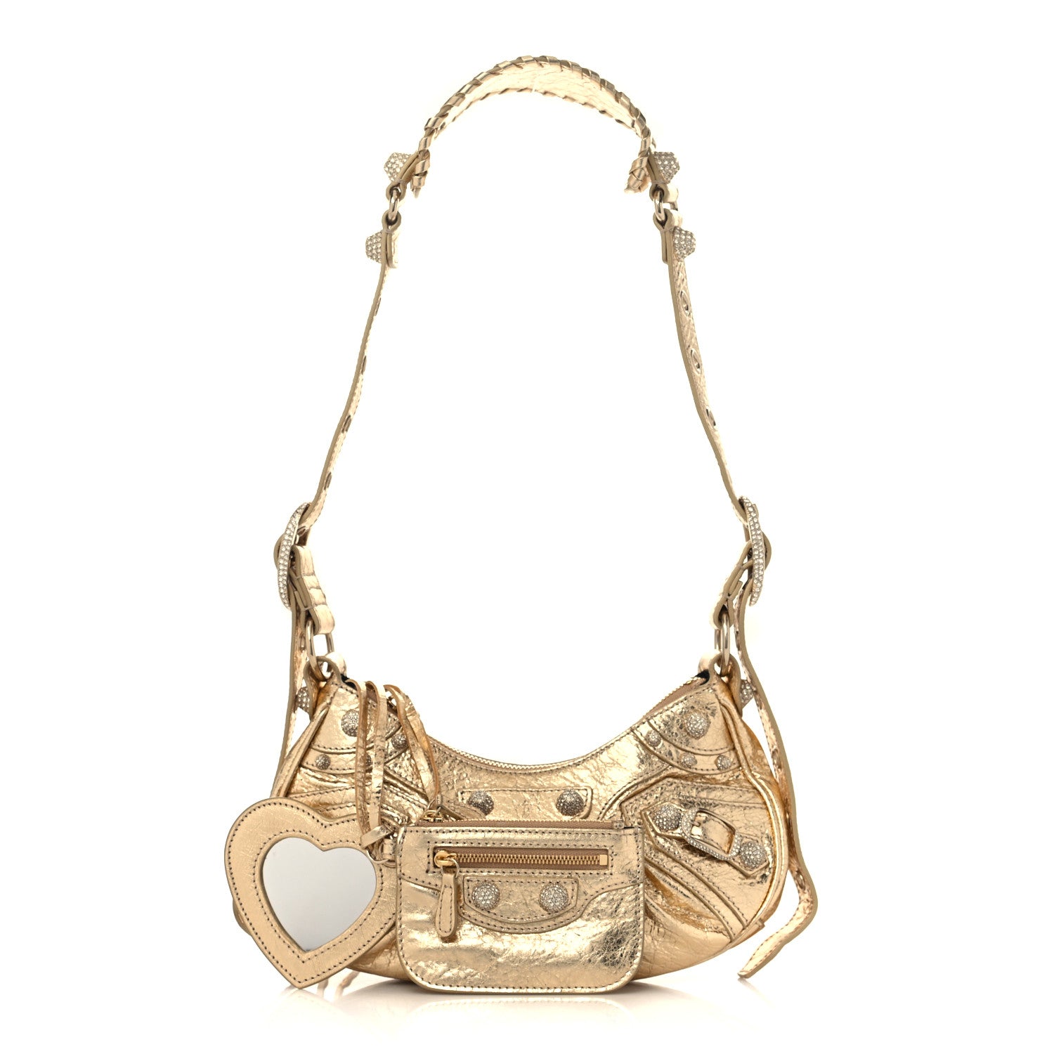 Balenciaga Metallic Agneau Arena Crystal Le Cagole Shoulder Bag XS Light Gold 1 of 7