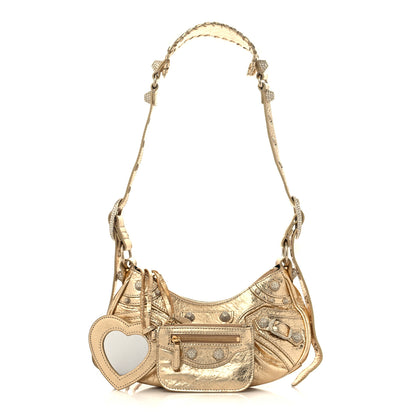 Balenciaga Metallic Agneau Arena Crystal Le Cagole Shoulder Bag XS Light Gold 1 of 7