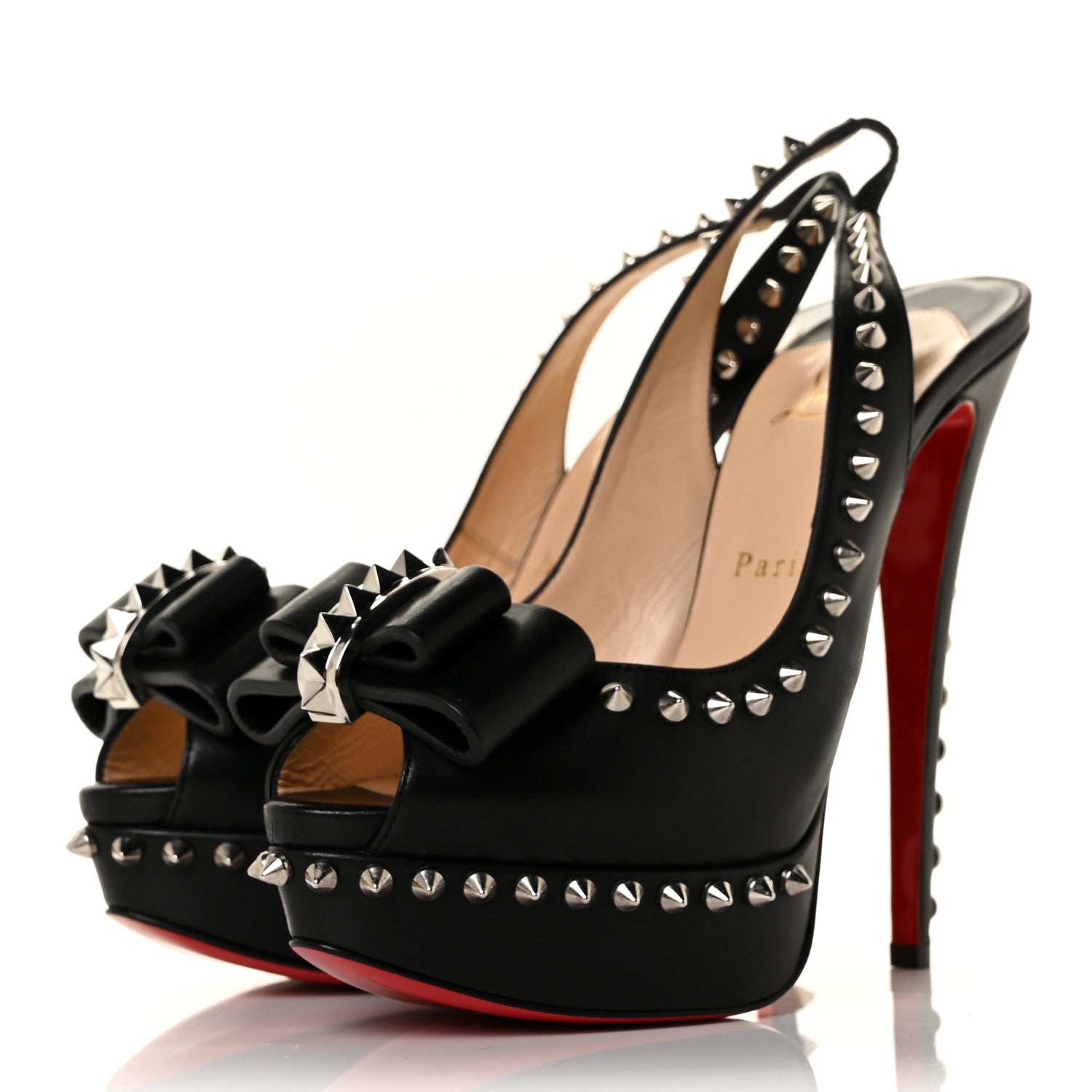 Christian Louboutin Calfskin Lady Clou Spikes VIP 150 Pumps 38.5 Black 3 of 9