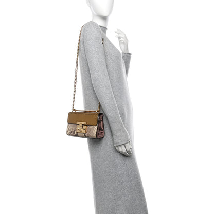 Gucci Snakeskin Small Padlock Shoulder Bag Gold Beige Pink 2 of 13