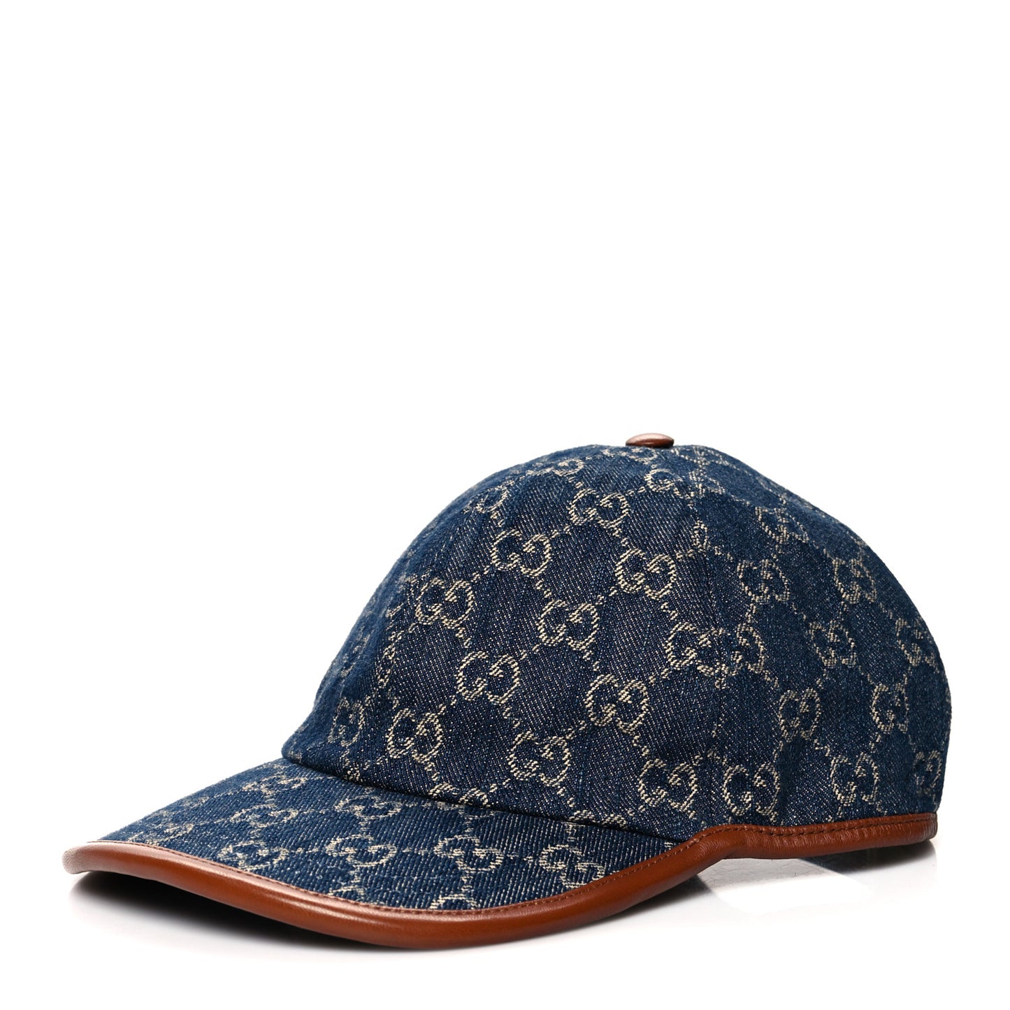 Washed Jacquard Denim Nappa GG Monogram Oscar Baseball Hat M Denim Cuir