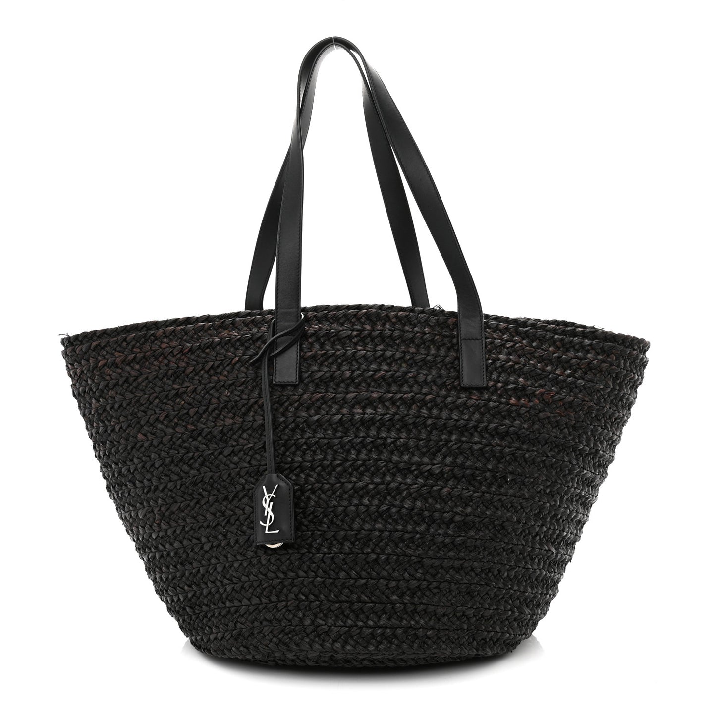 Raffia Medium Panier Bag Black