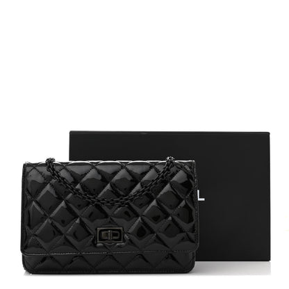 Chanel Patent Calfskin Quilted Reissue Wallet On Chain WOC Black 15 of 15