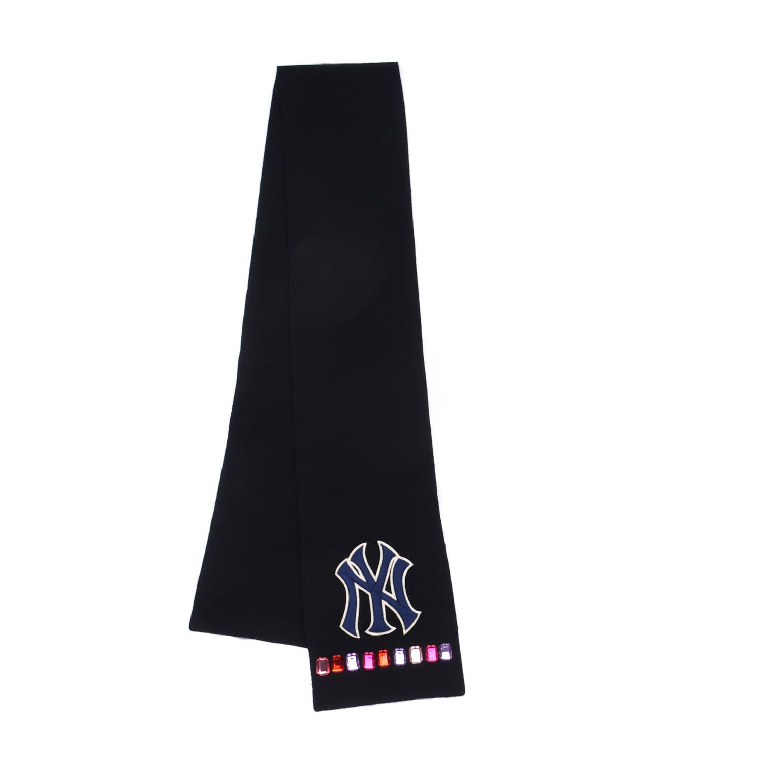 Gucci X MLB Wool Crystal NY Yankees Scarf Black 2 of 3