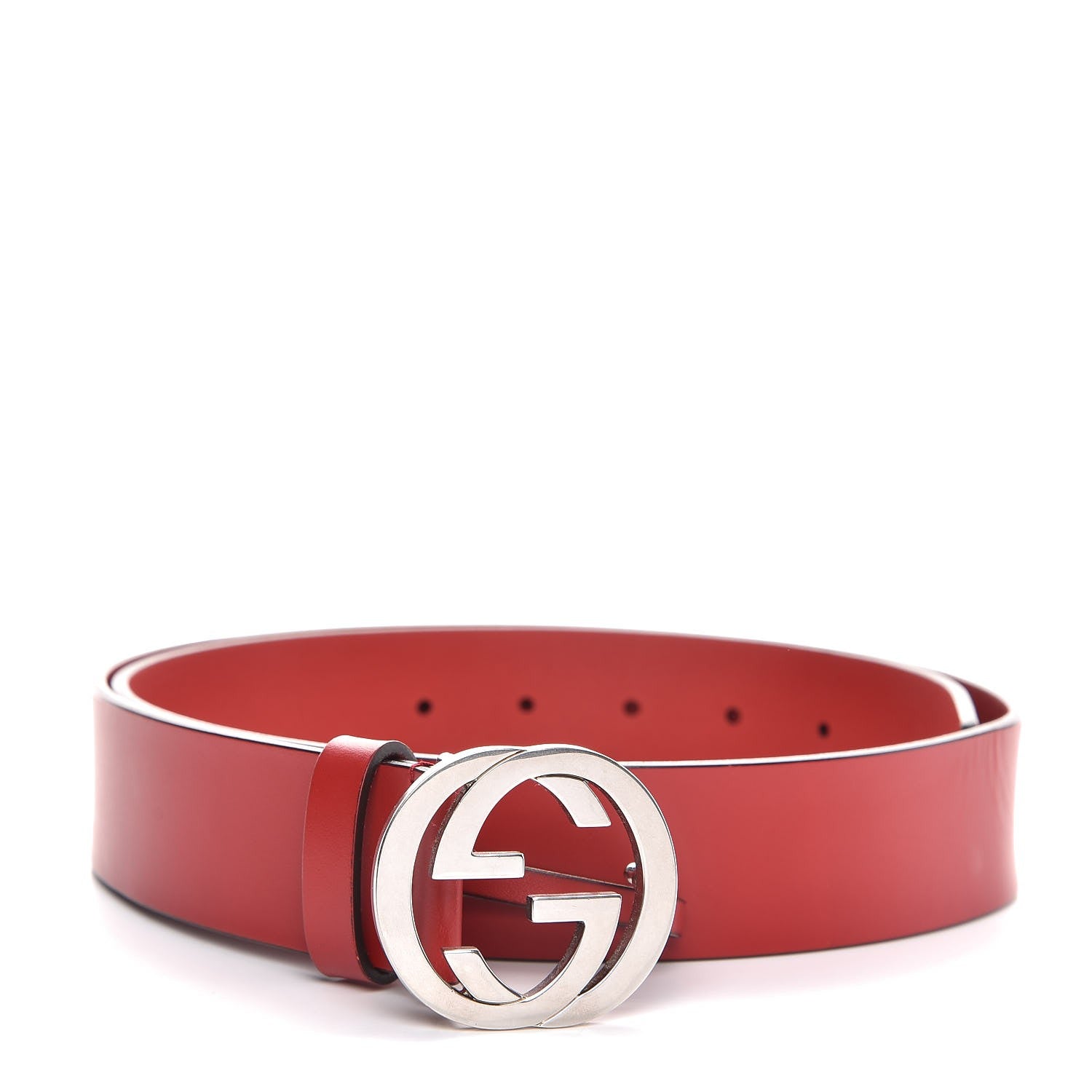 Gucci Selleria Calfskin Nickel Interlocking G 37mm Belt 90 36 Rosso 1 of 7