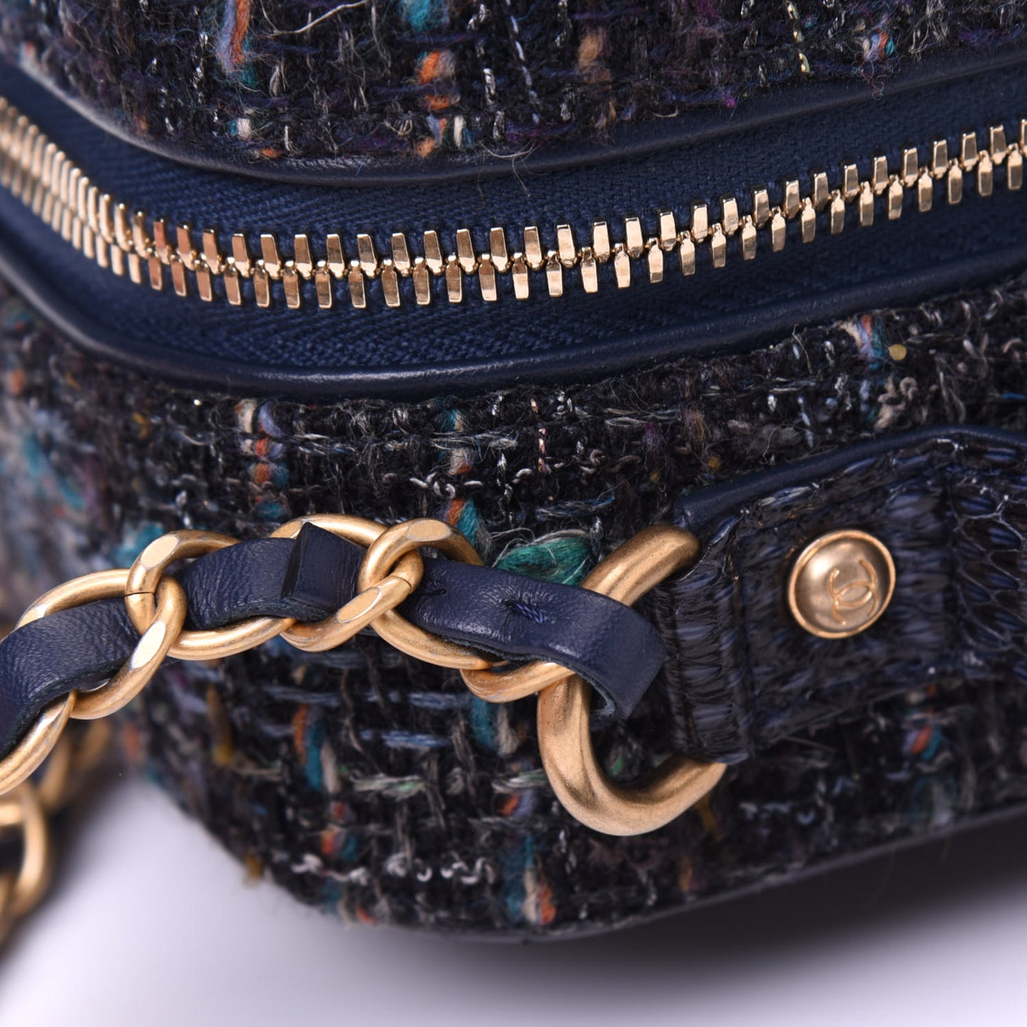 Tweed Snakeskin Quilted Medium CC Filigree Vanity Case Dark Navy