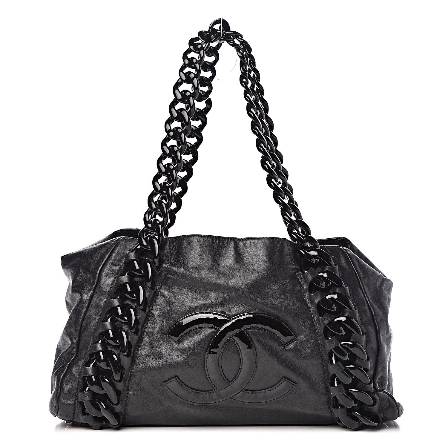 Chanel Calfskin Modern Chain Rhodoid East West Tote Black 1 of 16