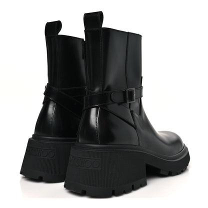 Jimmy Choo Calfskin Conny Flat Combat Boots 40 Black 5 of 10