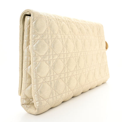 Christian Dior Metallic Goatskin Cannage Flap Clutch Light Gold 3 of 8