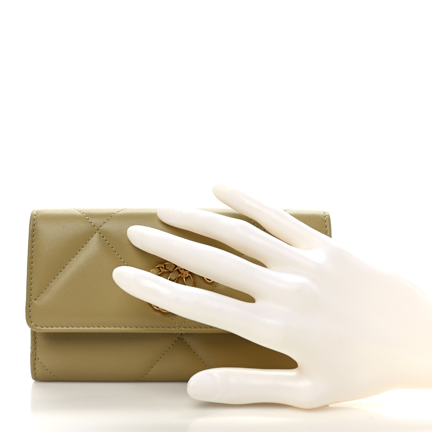 Chanel Lambskin Quilted Chanel 19 Flap Wallet Light Green 2 of 6