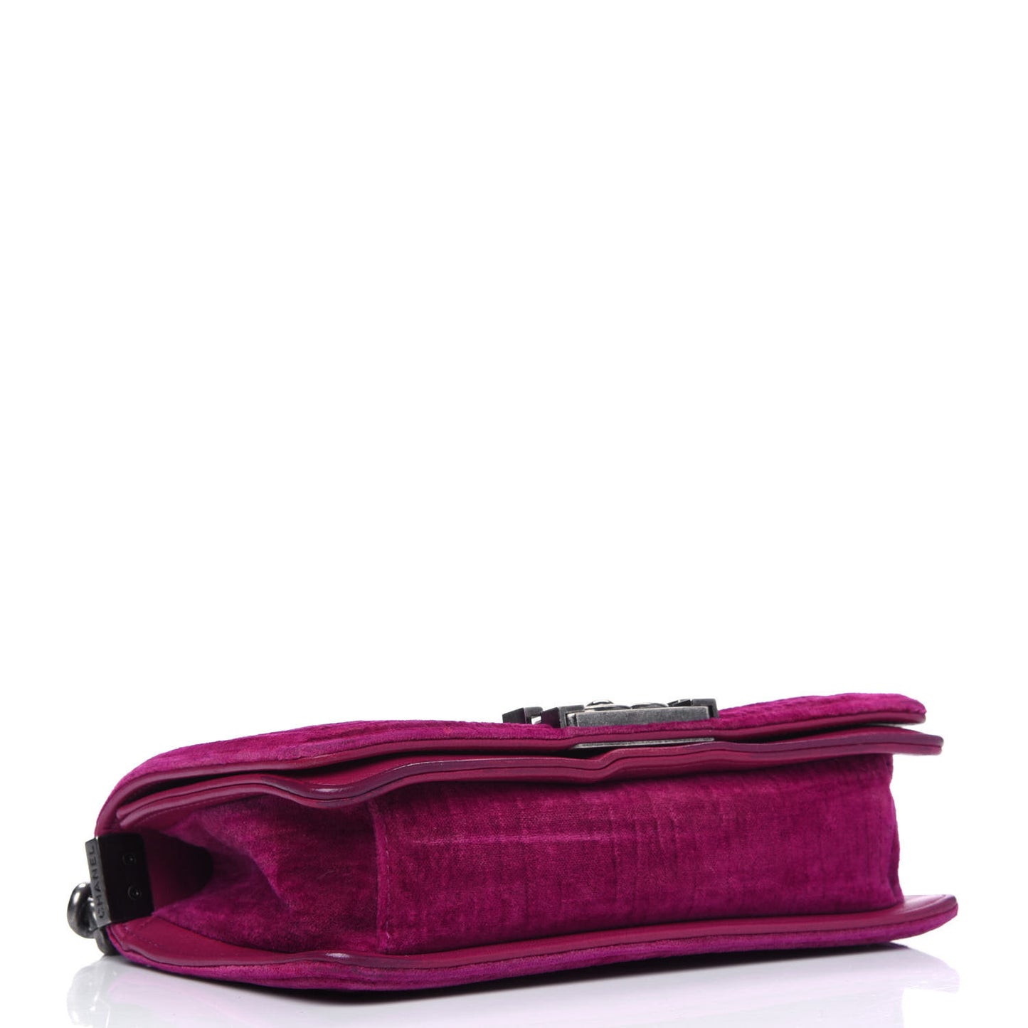 Velvet Quilted Small Boy Flap Fuchsia