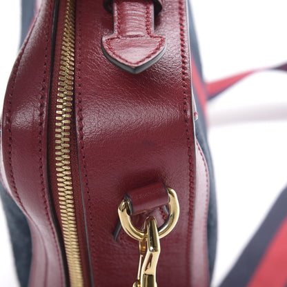 Gucci Suede Calfskin Web Small Ophidia Top Handle Shoulder Bag New Blue Romantic Cherry 13 of 15