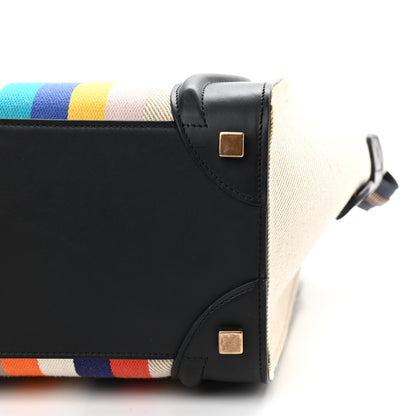 Celine Smooth Calfskin Striped Canvas Micro Luggage 8 of 14